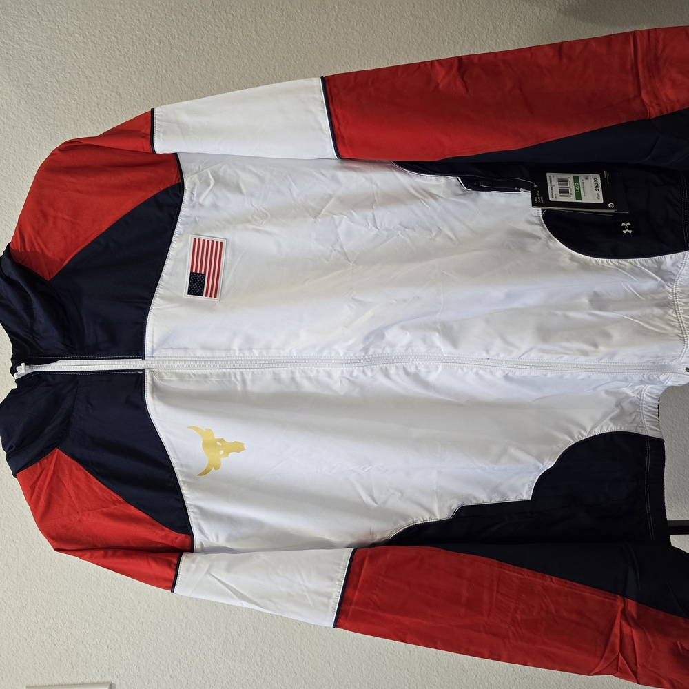 Men's Red, White, and Black Jacket